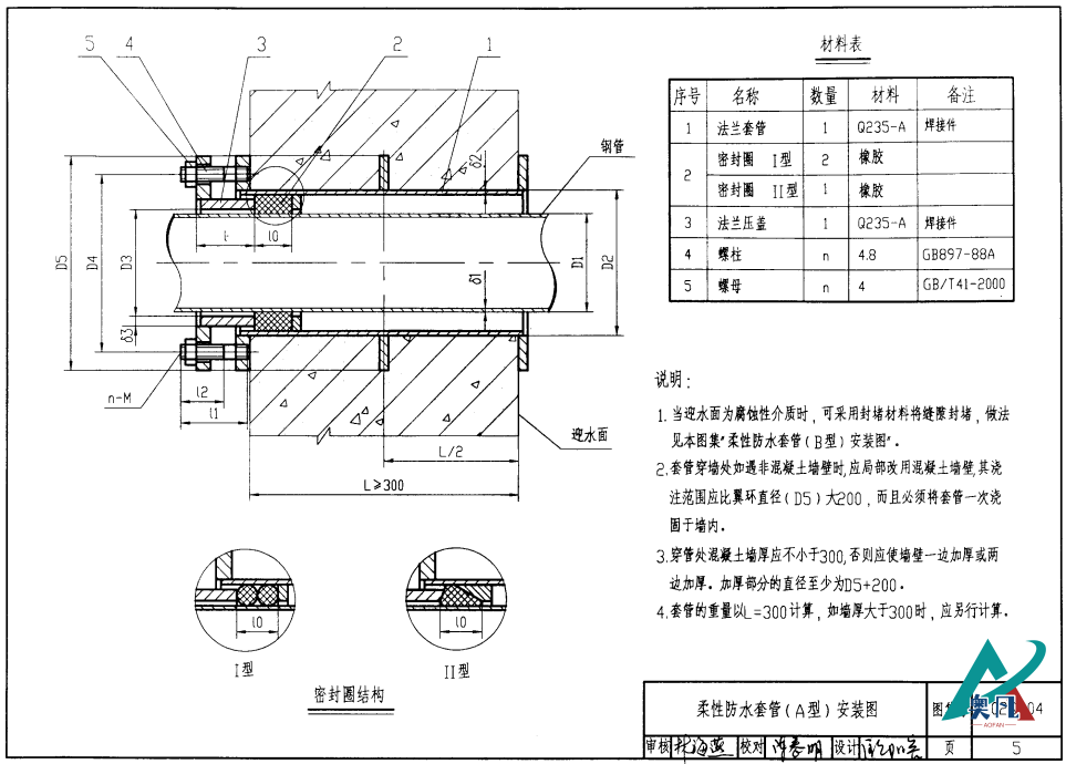 柔性防水套管A型安裝圖